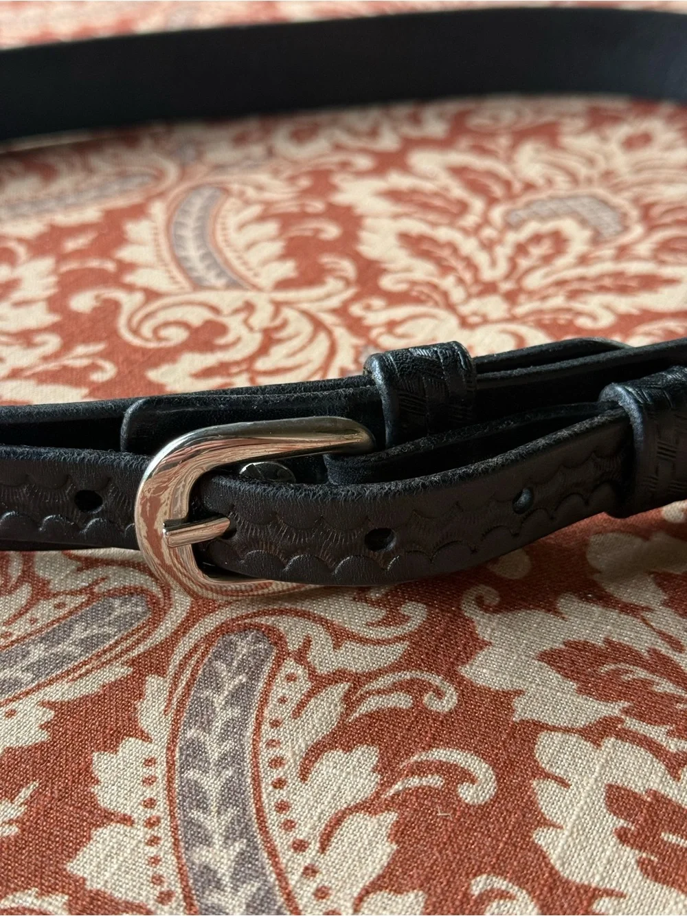 Black Leather Ranger Belt Basketweave Size 38 Western USA Cabela's